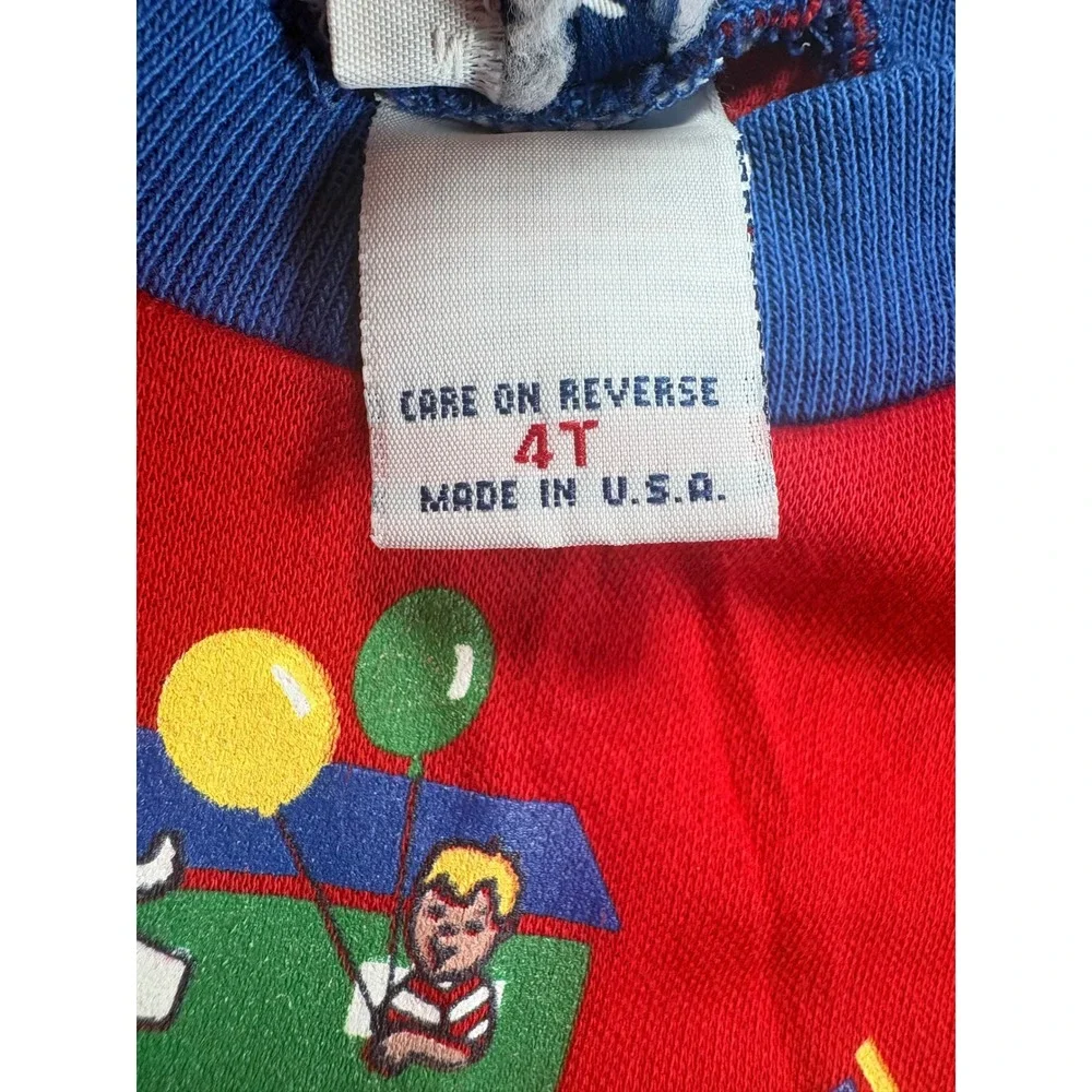 Vintage 80s OshKosh Bgosh Red Express Train Ringer TShirt 4T Single Stitch Flaw